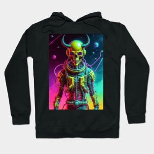 King Skull in retrowave galaxy design Hoodie